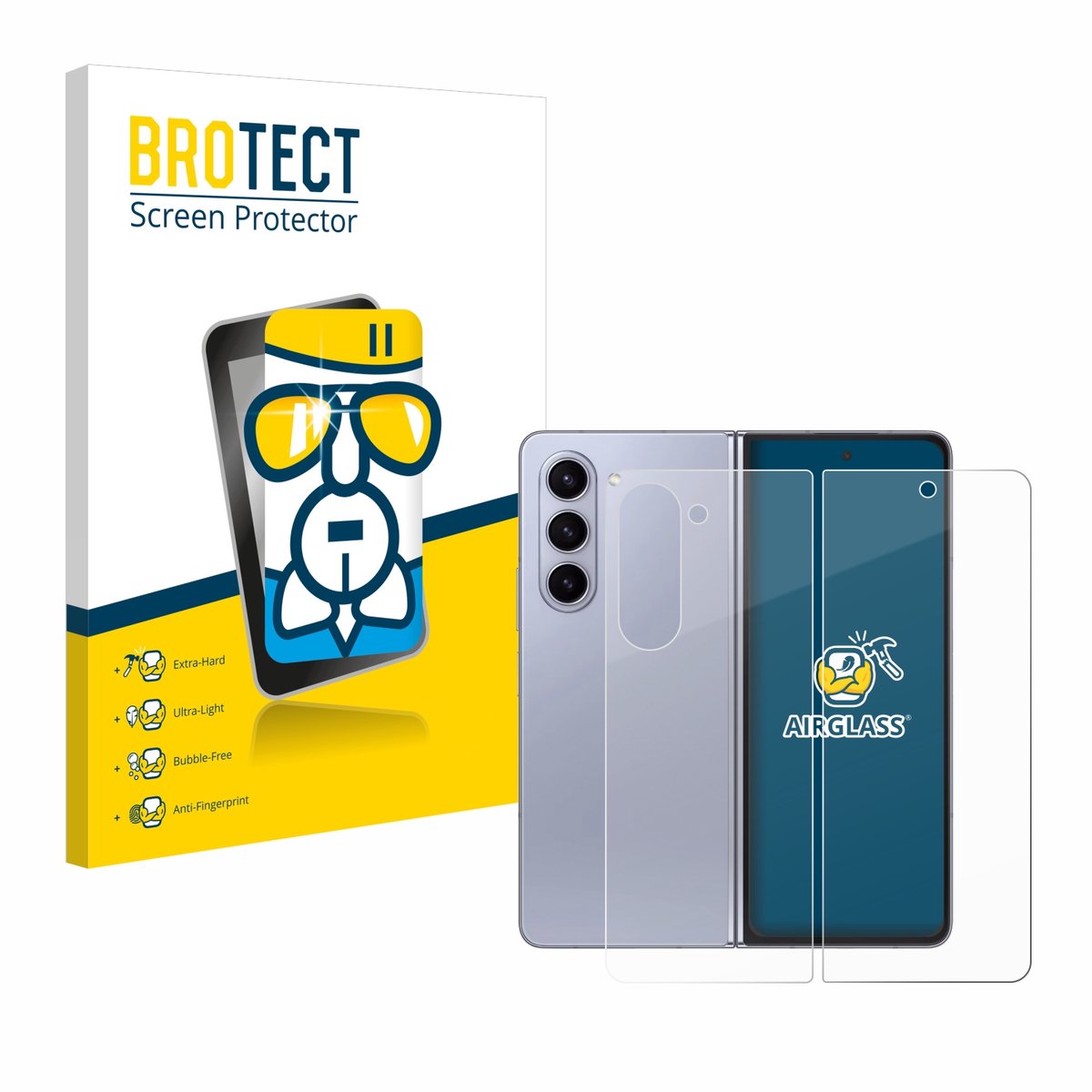 Screenprotector voor Samsung Galaxy Z Fold 5 (Voor+Achter) Beschermglas transparant