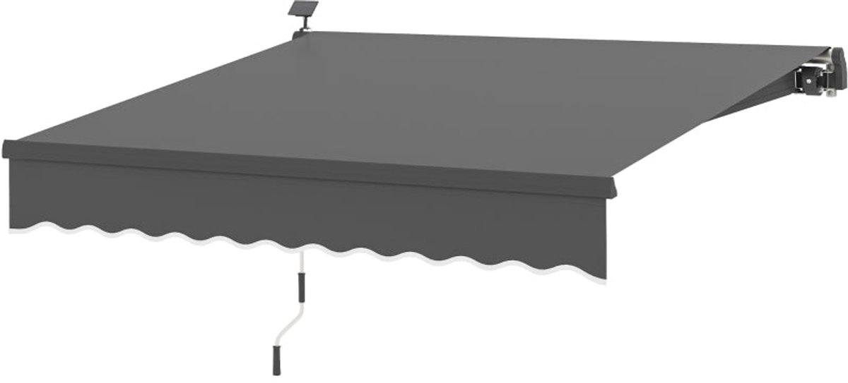 Merax Klemmmarkise 300 cm - Balkonmarkise met Handkurbel - Solar LED Verlichting - UV 50+ Zonnescherm - Aluminium Frame - 295 x 250 cm - Grijs