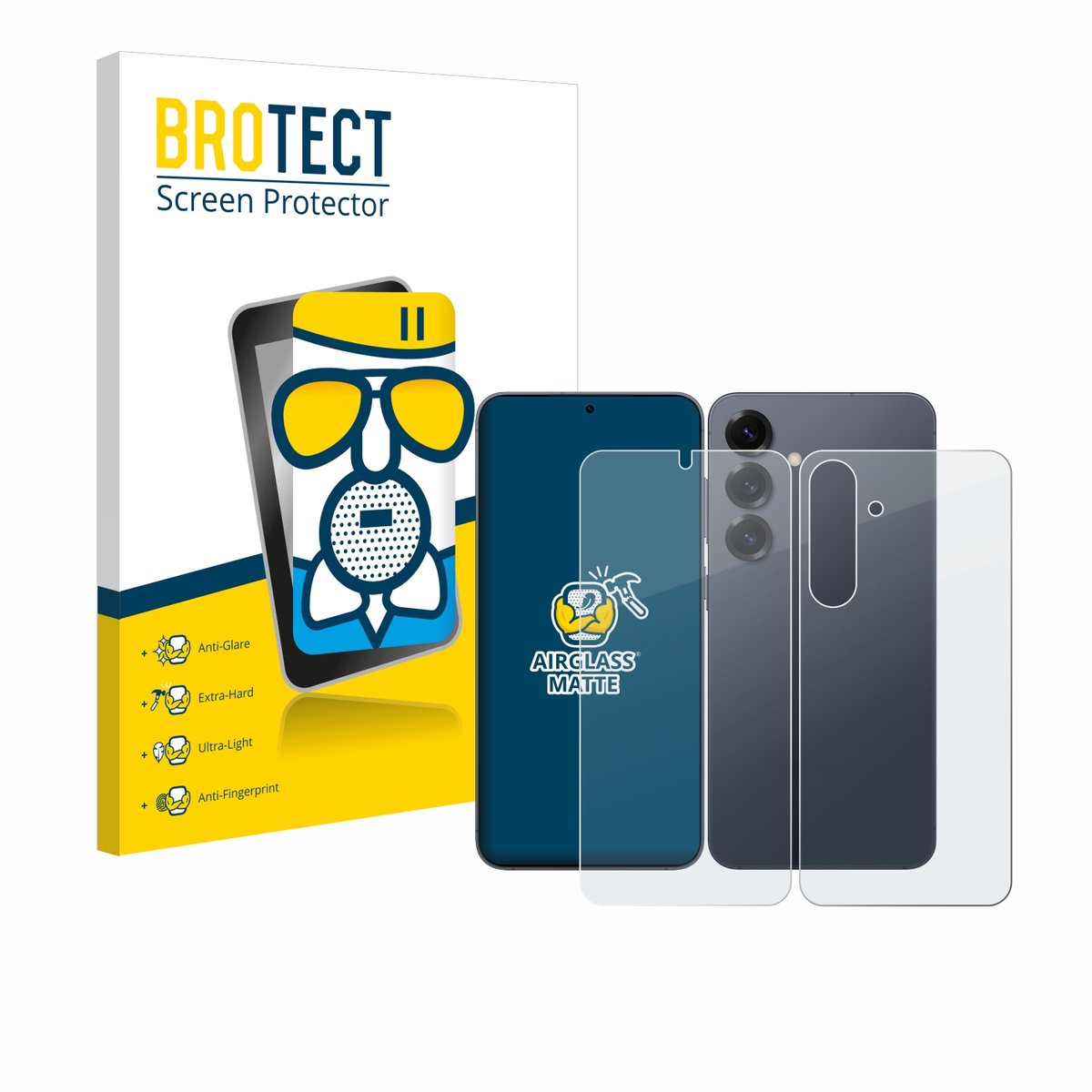 BROTECT - Screenprotector voor Samsung Galaxy S25 Plus (Voor+Achter) - Folie Beschermfolie Beschermglas matte