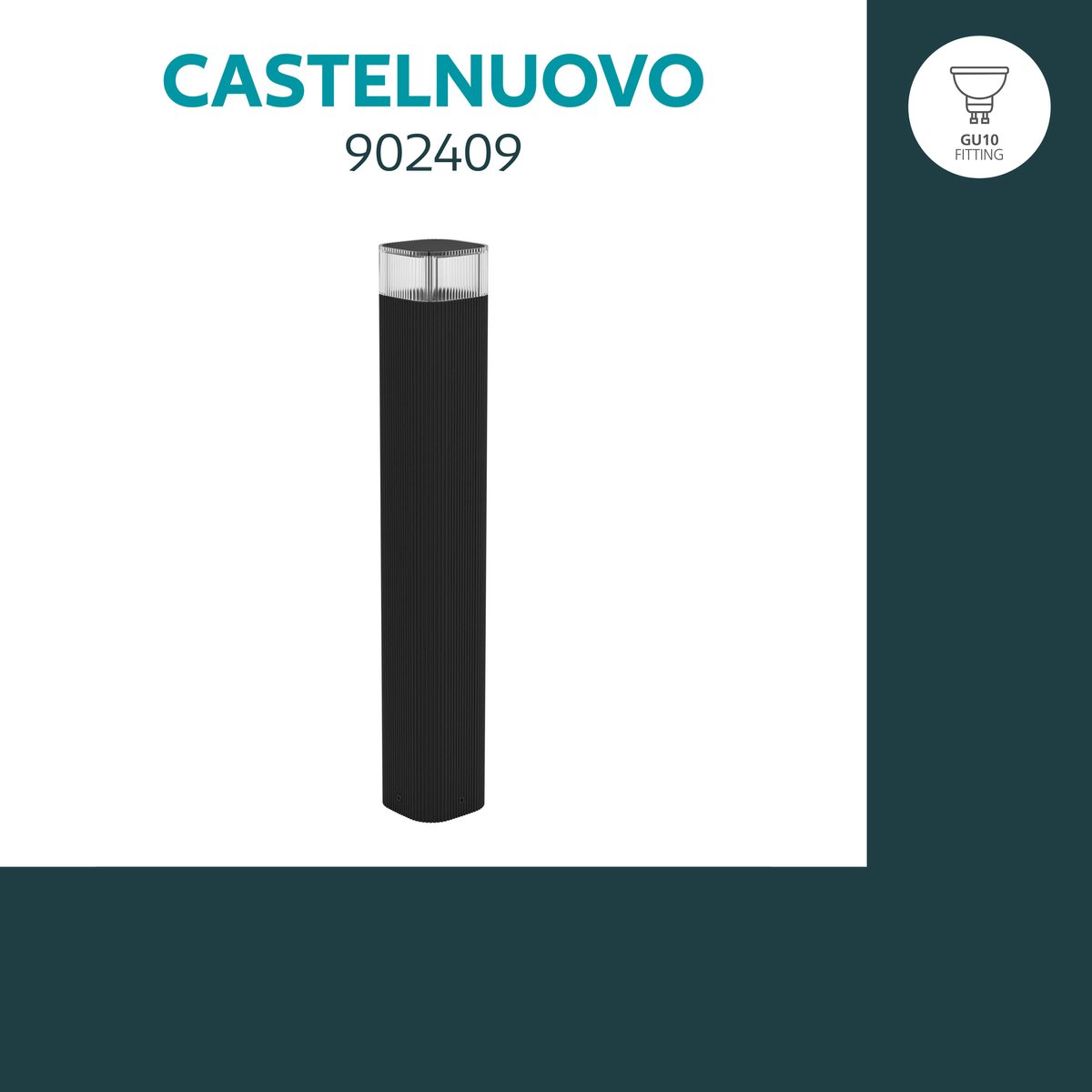 Eglo Castelnuovo Padverlichting Buiten - GU10 - 50 cm - Zwart/Helder