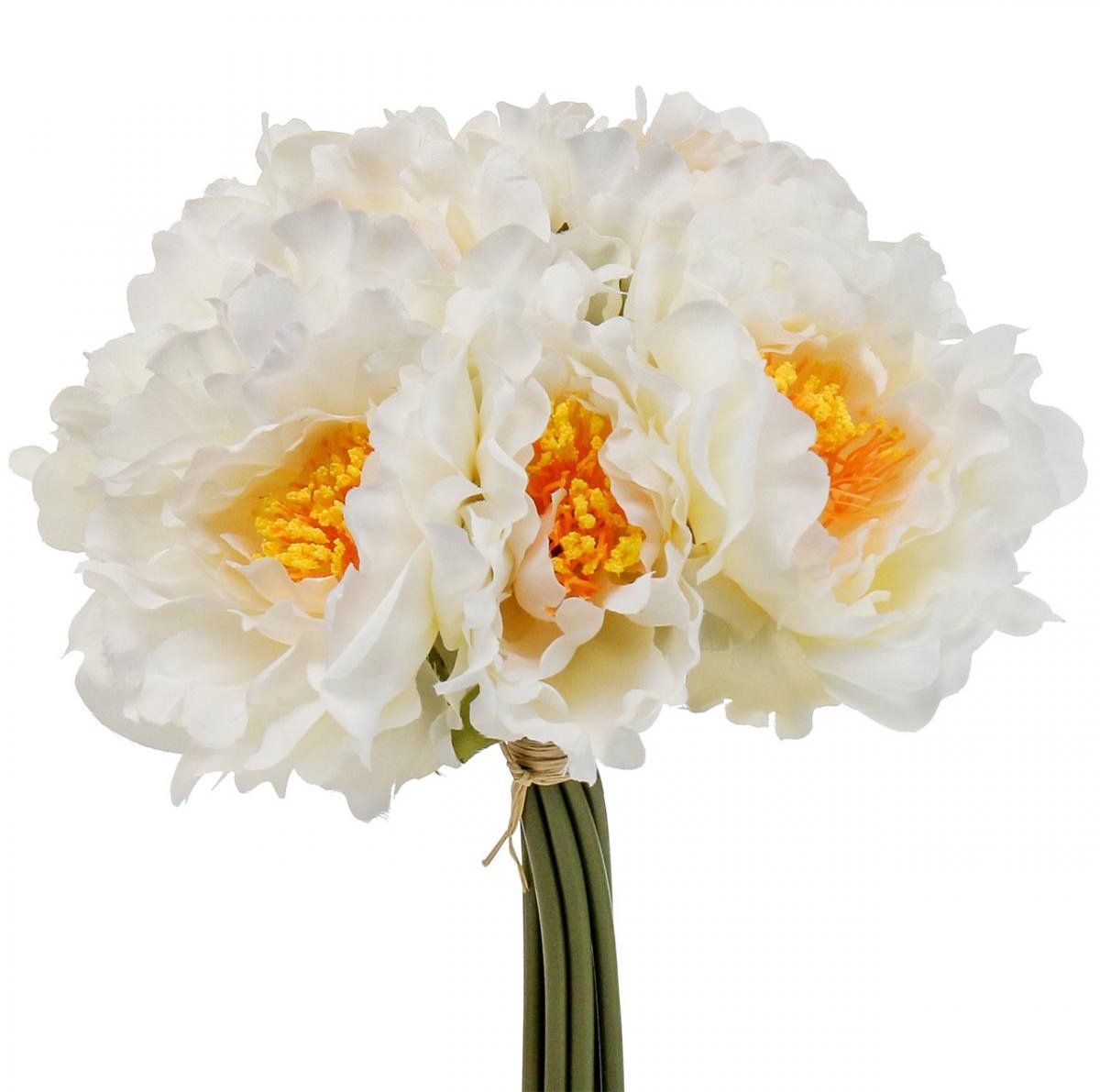Viana Pioenrozen Kunst Pioenrozen Wit Geel Kunstbloemen 7 Stuks, 7 Stück
