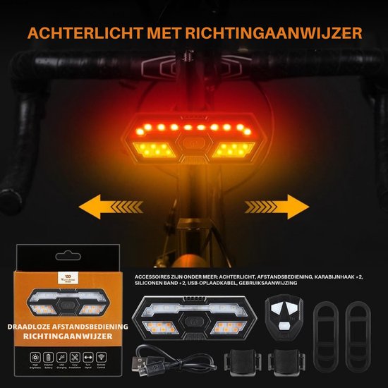Zyrex® Richtingaanwijzer Fiets - Knipperlicht - Knipperlicht Draadloos - Zwart - 13cm x 4cm x 4cm — afbeelding 5