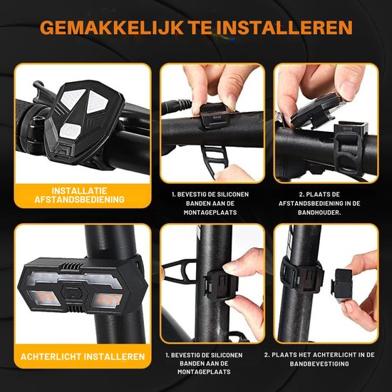 Zyrex® Richtingaanwijzer Fiets - Knipperlicht - Knipperlicht Draadloos - Zwart - 13cm x 4cm x 4cm — afbeelding 2