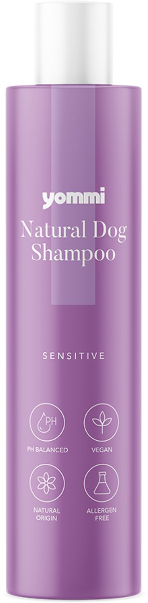 Yommi Natural Dog Shampoo Sensitive 250ml -Vegan -gevoelige huid - milde formule vrij van parabenen - extra mild - natuurlijke wijze