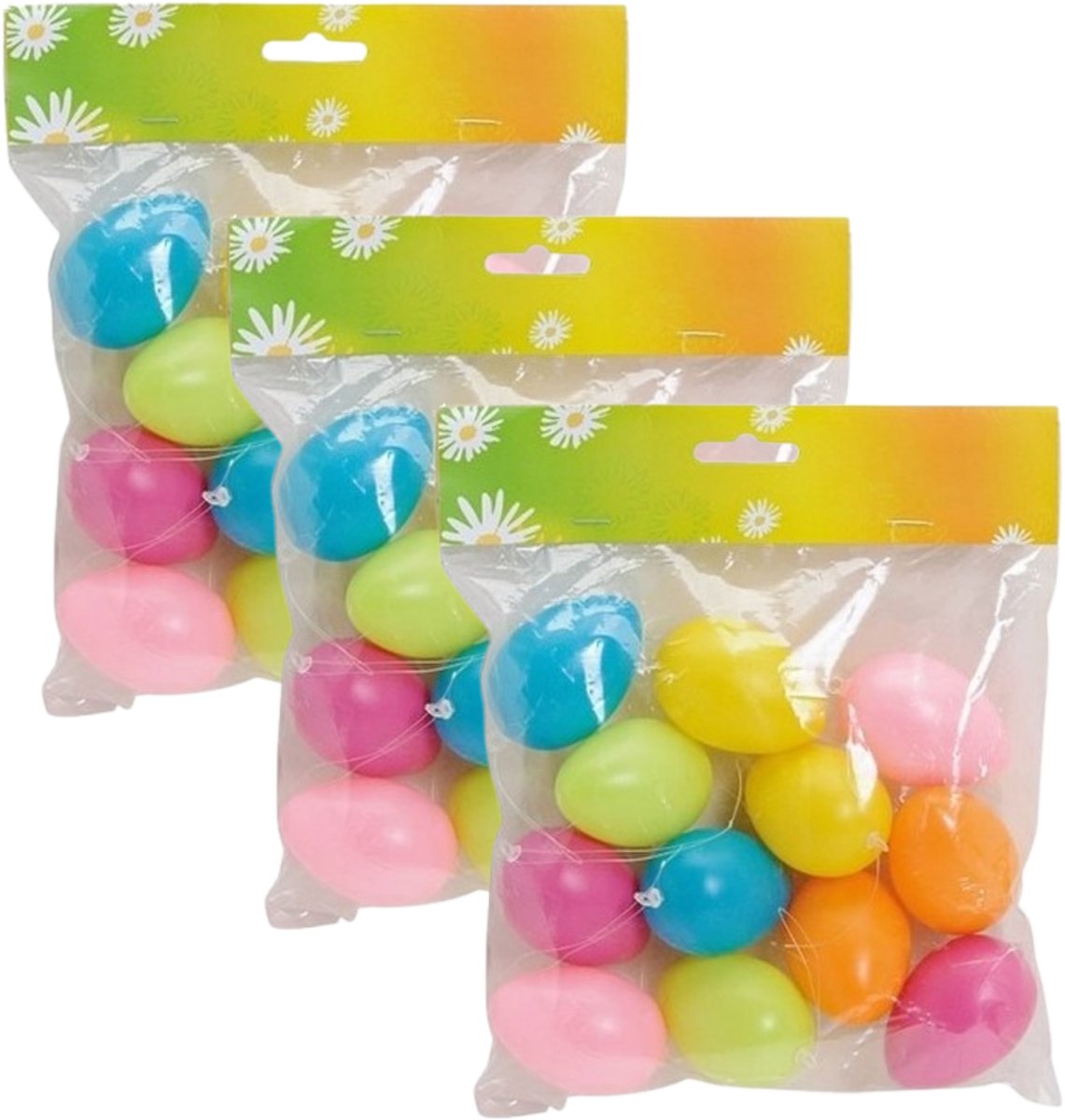 Season Deco Paaseieren hangdecoraties - 36x stuks - Pasen thema - vrolijke kleurenmix - H6 cm - kunststof - versiering