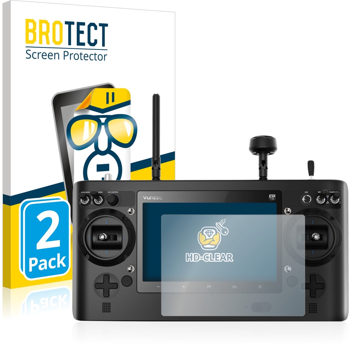 BROTECT - Screenprotector voor Yuneec ST16 - Folie Beschermfolie transparant 2 Stuks