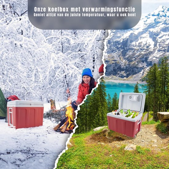 Nexvo®Elektrische Koelbox - 40 Liter Koelbox Elektrisch 12V 230 Volt - Koelbox Auto - Rood - 57cm x 40cm x 42cm van Merkloos — afbeelding 4
