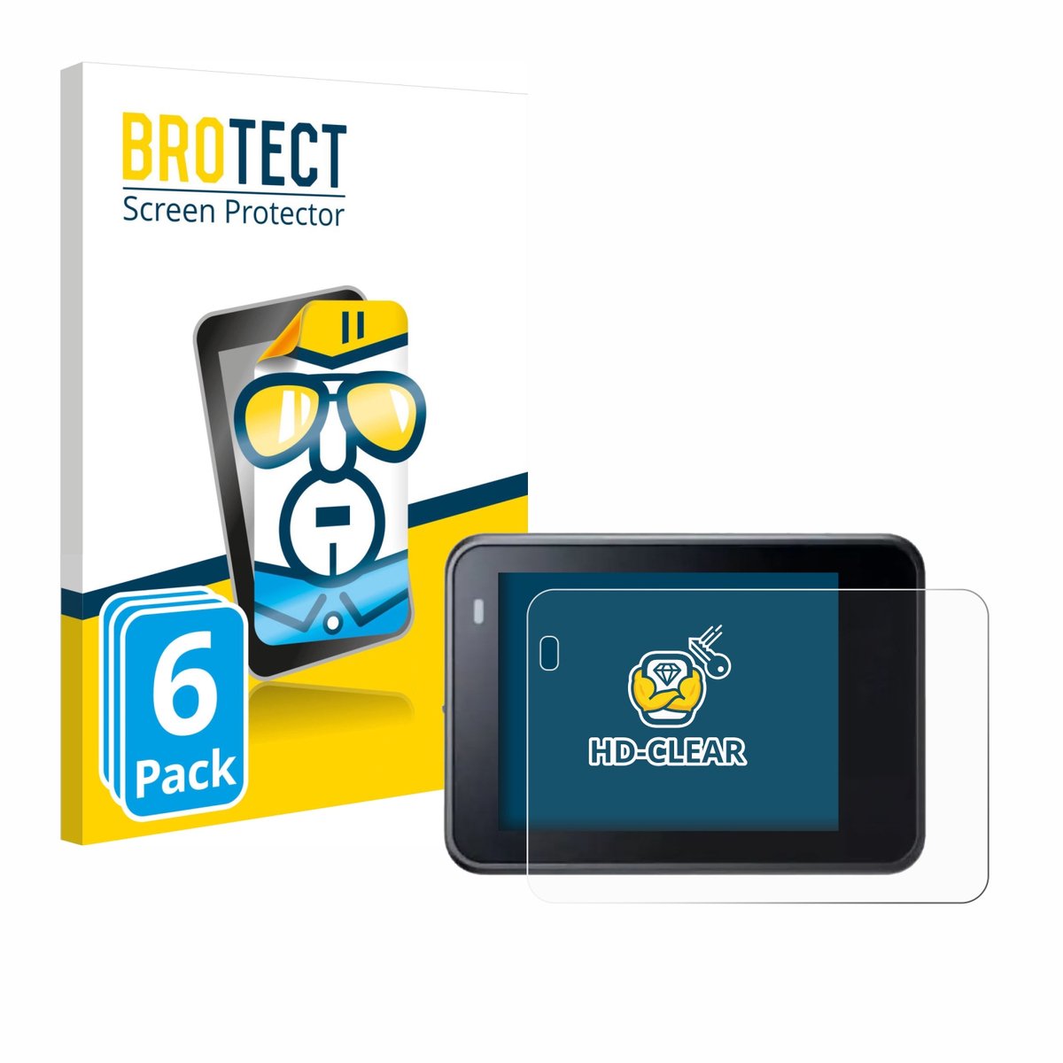BROTECT - Screenprotector voor Akaso Brave 8 - Folie Beschermfolie transparant 6 Stuks