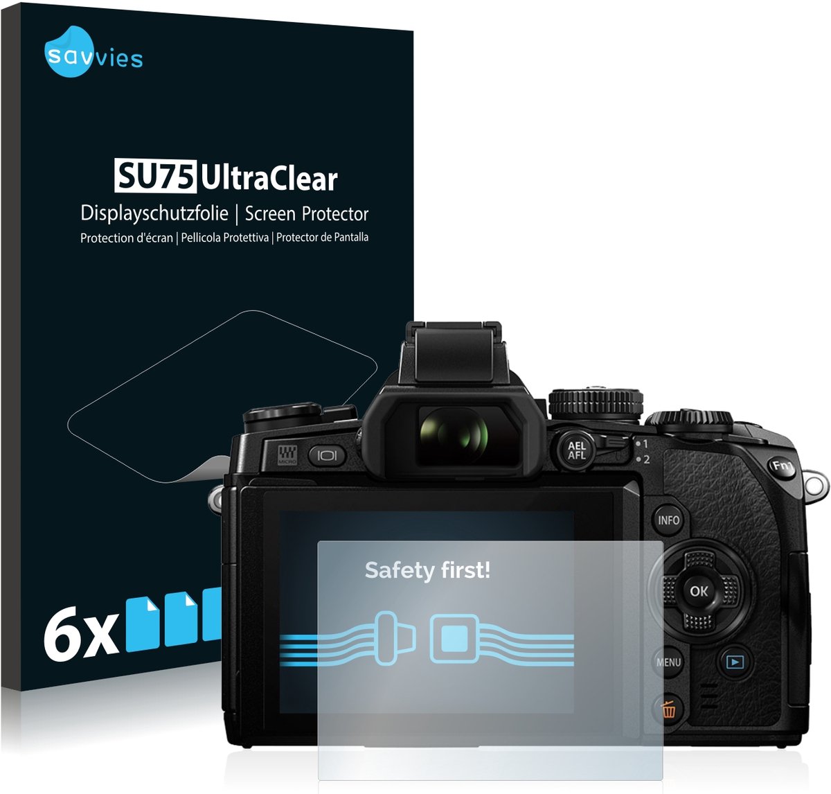 Savvies - Screenprotector voor Olympus OM-D E-M1 - Folie Beschermfolie transparant 6 Stuks