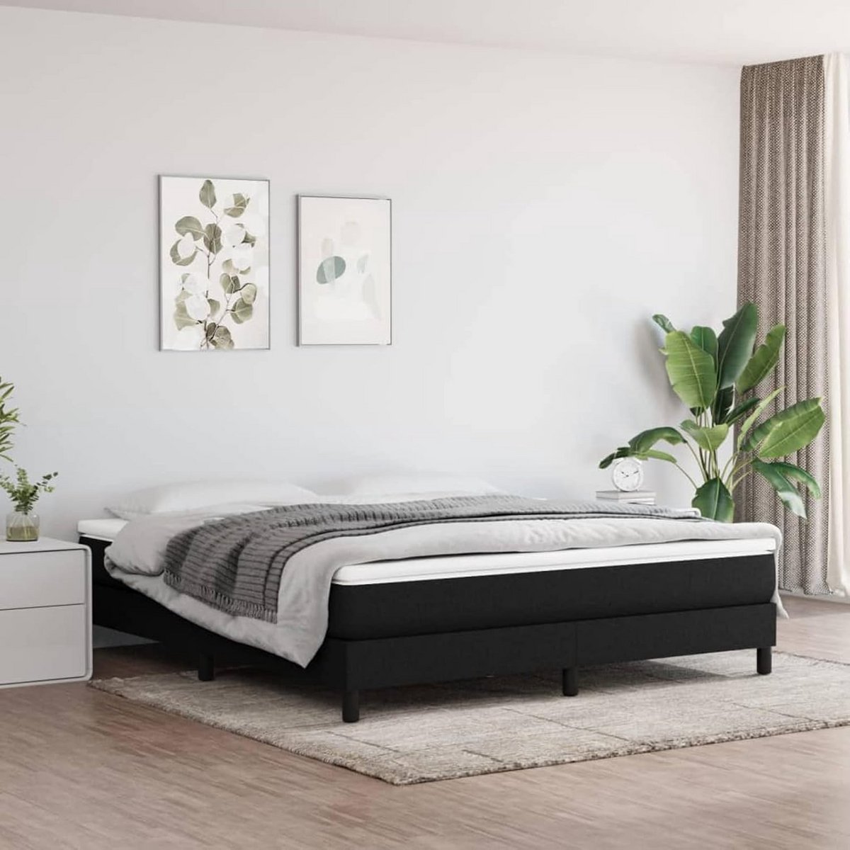 Tweepersoons Bedframe 180x200cm met Stofbekleding en Zwarte Poten