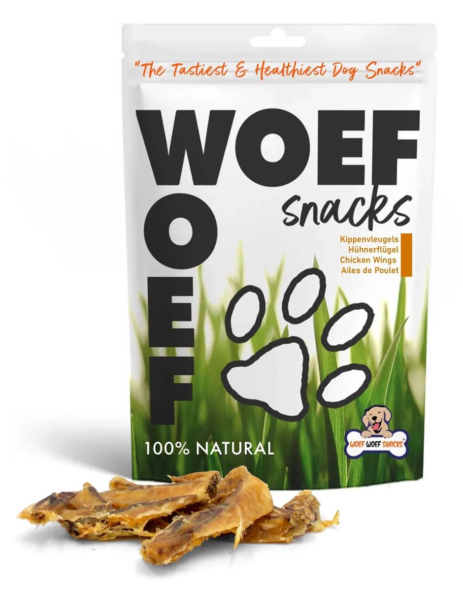 Woef Woef Snacks Hondensnacks Kippenvleugels 2.00 KG - Verwensnacks Hondensnoepjes - Gedroogd vlees - Kip - vanaf 3 maanden - Geen toevoegingen