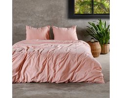 Saphira HERITAGE Stonewashed Dekbedovertrek – Roze – 100% Katoen – 140x200/220 cm – Eenpersoons – Inclusief 1 Kussenslopen 60x70 cm – Luxe Afwerking