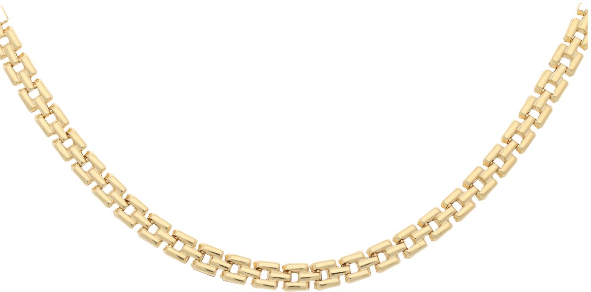 Glow 102.8330.43 Dames Ketting - Collier - Sieraad - Schakelketting - Zilver - Goudkleurig - 925 Zilver - Fantasie - 2 mm breed - 43 cm lang