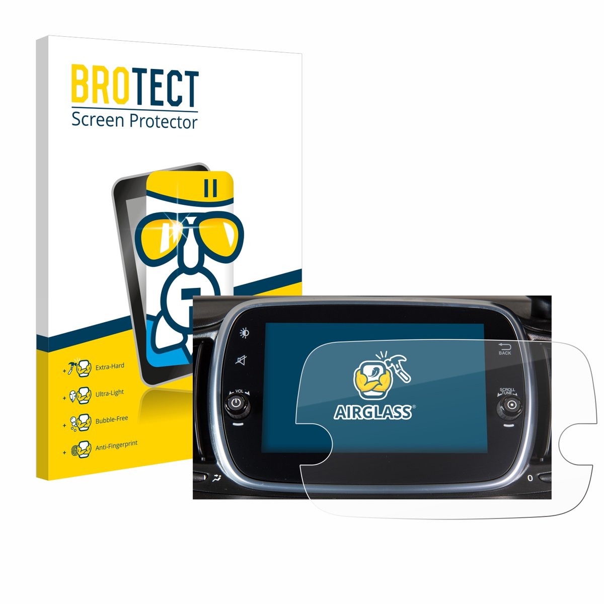 Screenprotector voor Fiat 595 Abarth Uconnect 7" Beschermglas transparant