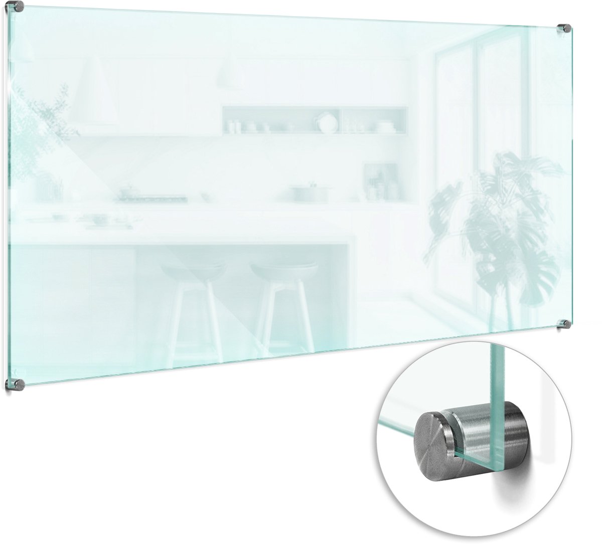 Wallfluent Transparante Keuken Achterwand - Doorzichtige Spatplaat Keuken - 100x50 cm - Keuken Achterwand Glas Transparant - Gehard Glas Transparant Keuken - Glazen Spatplaat Transparant - Helder Glas Achterwand Keuken