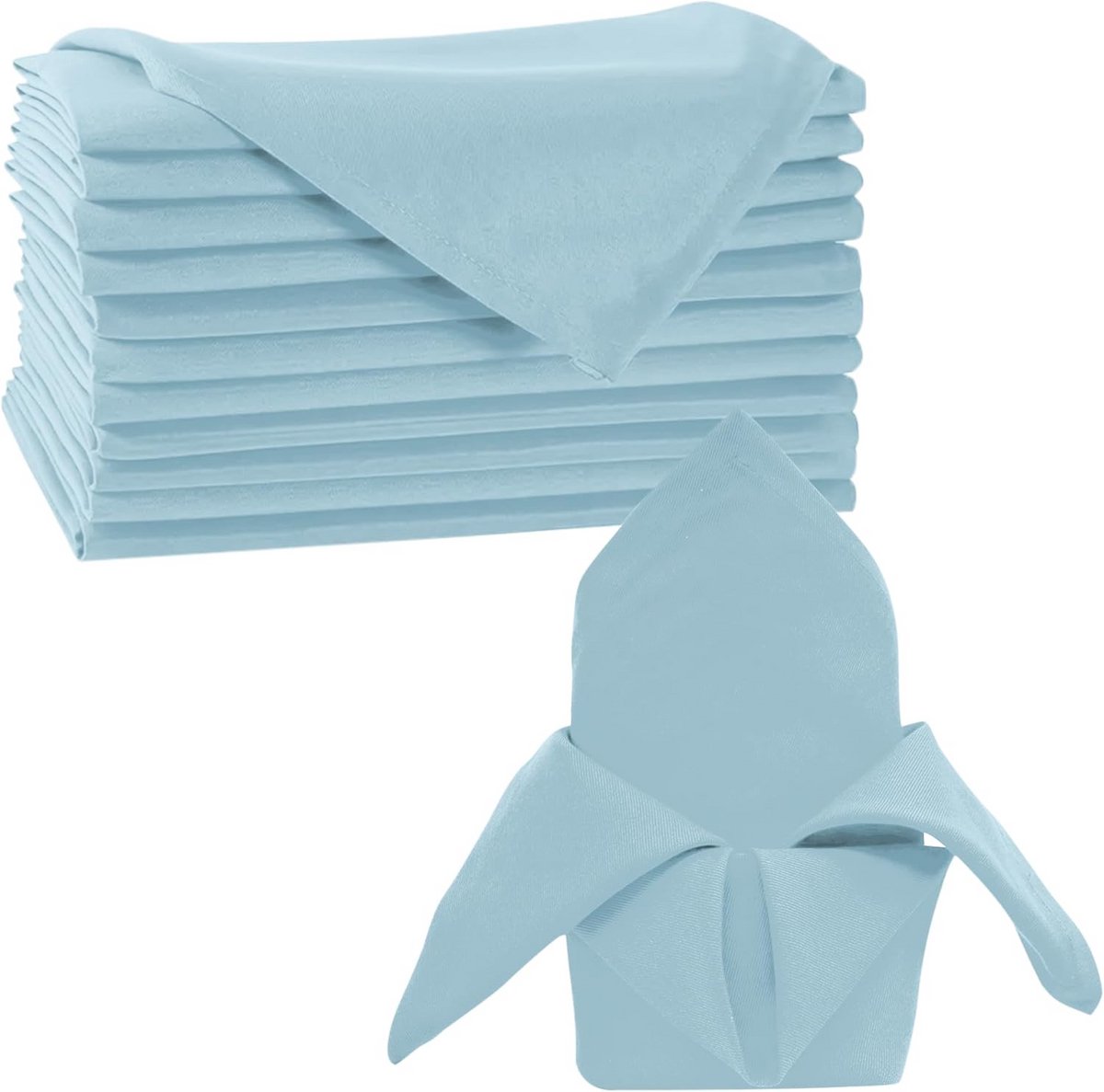 Set van 8 Dusty Blauwe Polyester Tafelservetten 50x50cm - Herbruikbaar en Kreukbestendig