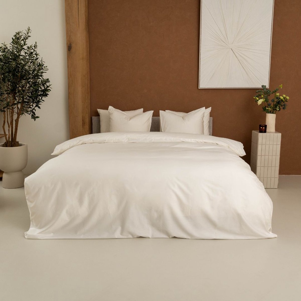 kayori Dona Dekbedovertrek Katoensatijn - 200x200-220 + 2 slopen - Zacht & Shiny - Tweepersoons - Offwhite