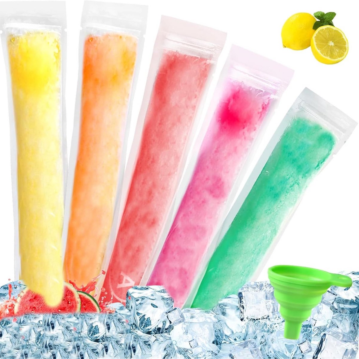 100 IJs Poptasjes met Trechter - Voor Zelfgemaakte IJslolly's en Snacks