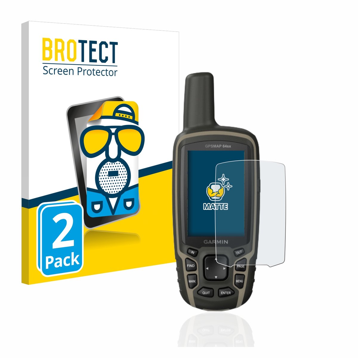 BROTECT - Screenprotector voor Garmin GPSMAP 64sx - Folie Beschermfolie matte 2 Stuks