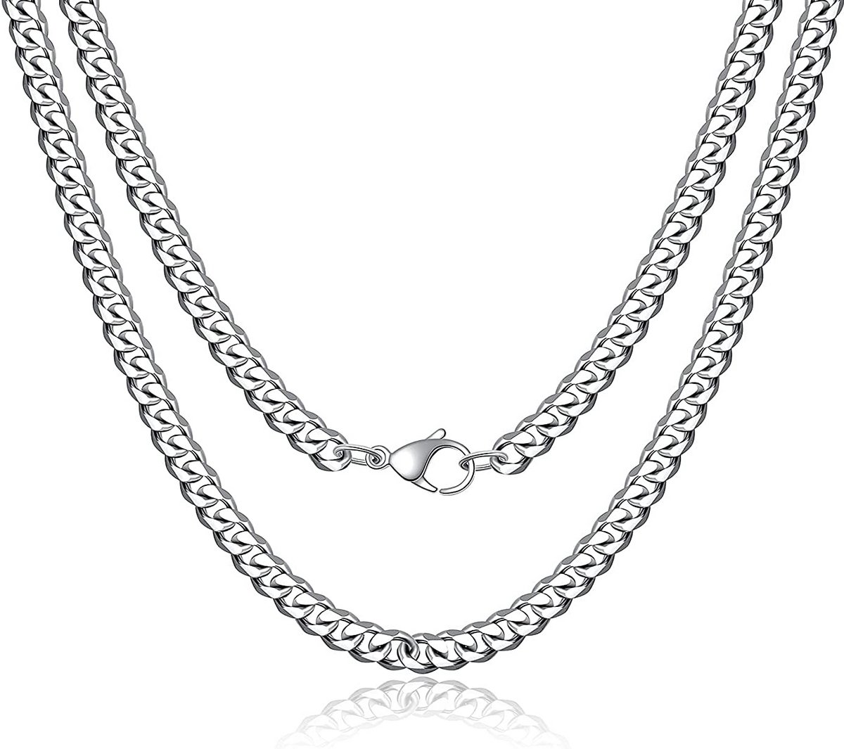 Heren Cubaanse Ketting 6mm-9mm Roestvrij Staal Zilver Kleur 45-60cm
