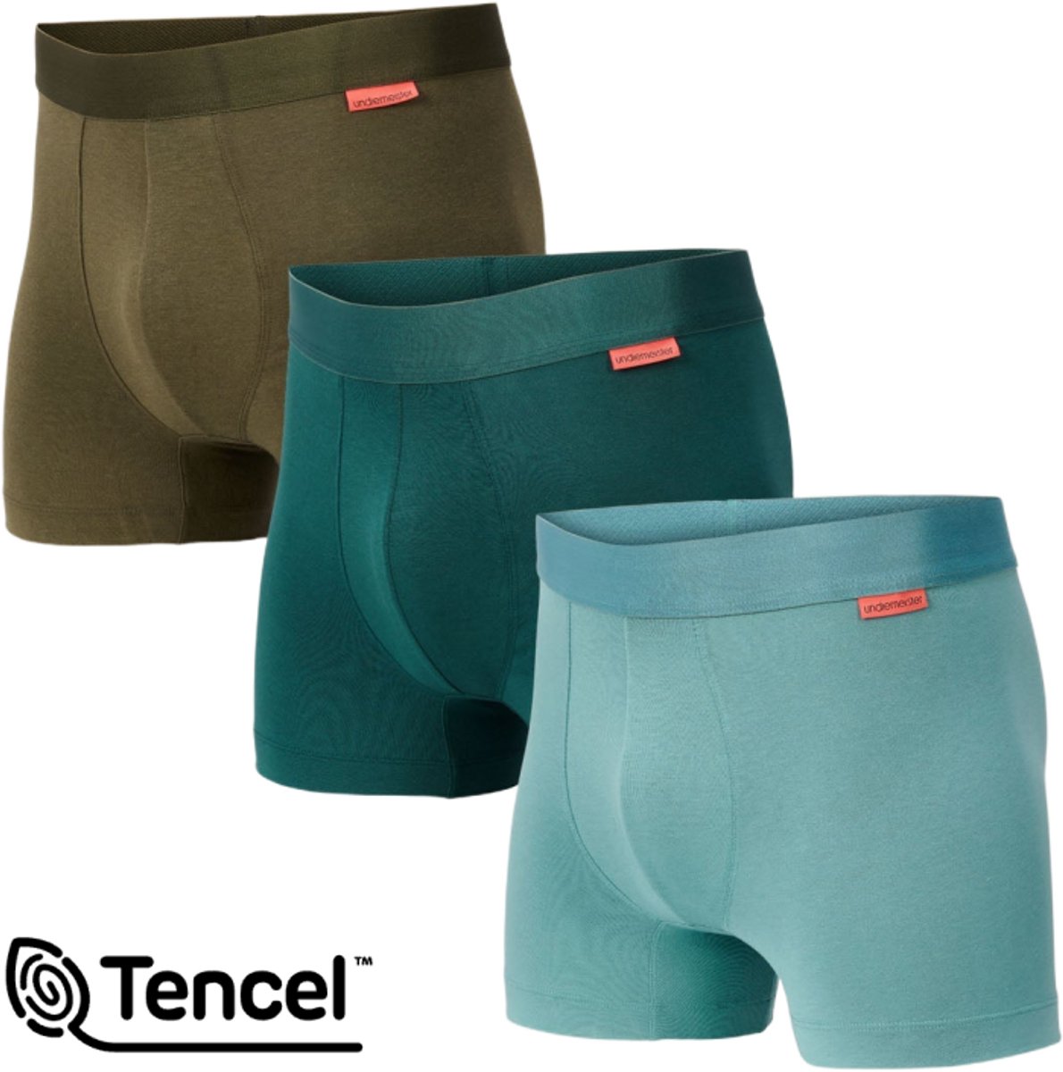Undiemeister Boxershorts Heren - 3-Pack - Naadloos Ondergoed - Onderbroeken - Tencel - Groentinten - Maat S
