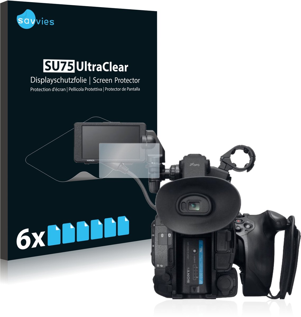 Savvies - Screenprotector voor Sony PXW-FS5 - Folie Beschermfolie transparant 6 Stuks