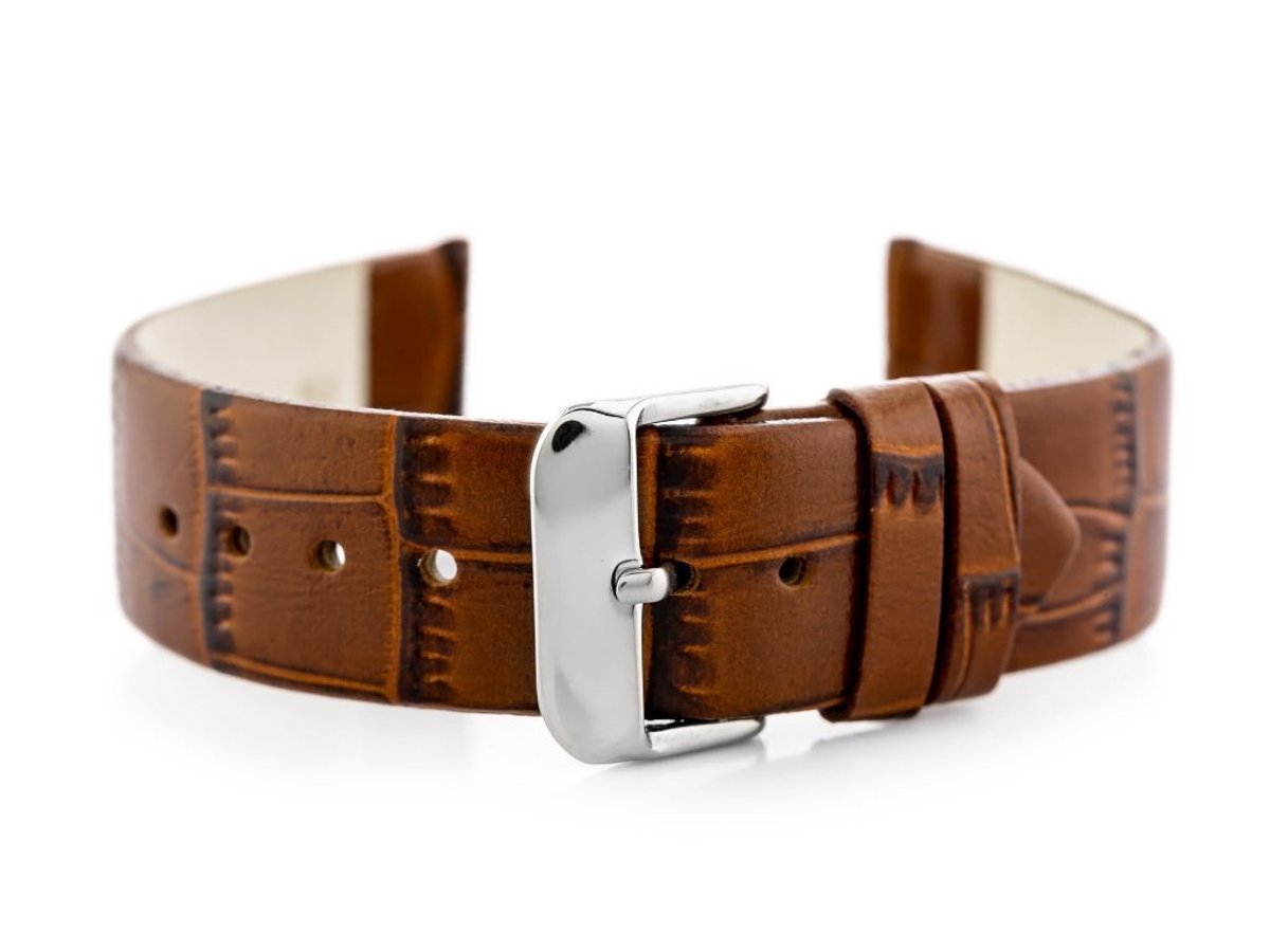 Donkerbruine leren horlogeband W57 - 22mm