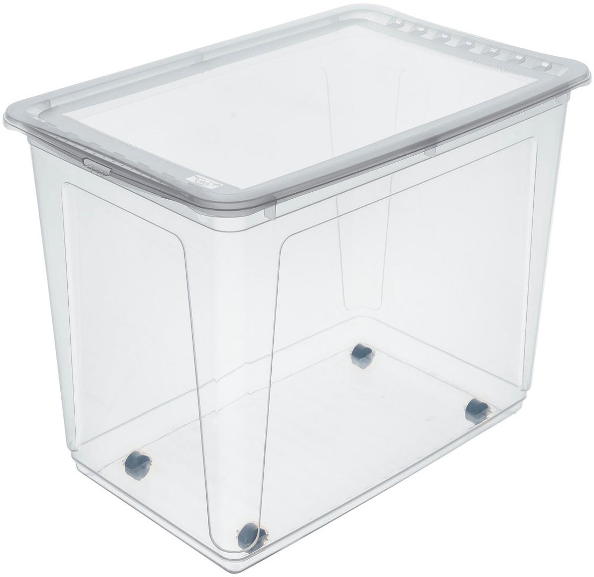 Keeeper opbergbox met wielen 63 liter - transparant - stevige speelgoedbox.