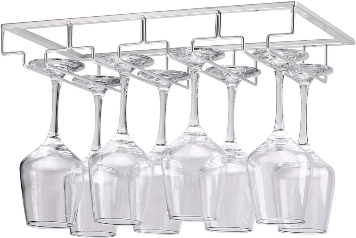 MIRA®Ophangrek Wijnglazen - Wijnglazenhouder – Metalen Wijnglazenrek - Zilver - 22cm x 30cm x 10cm