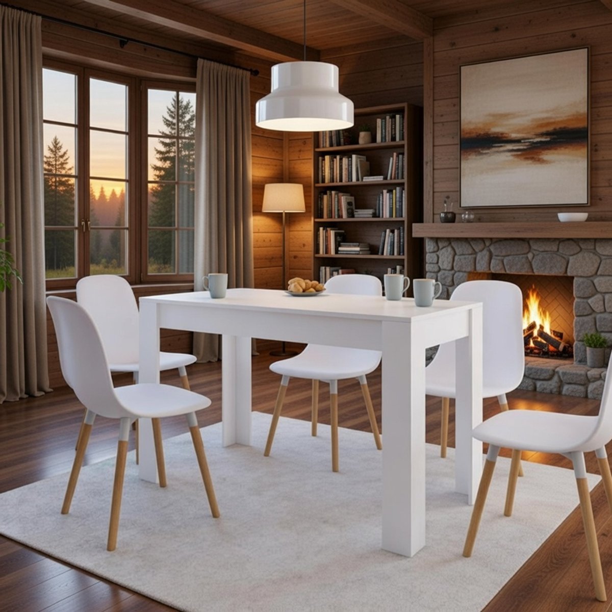 NovaLine Luxe Eettafel 120x60 cm - Moderne Witte Houten Eetkamertafel - Minimalistisch Design voor Keuken & WoonkamerCasa Serena – Casa Dorada