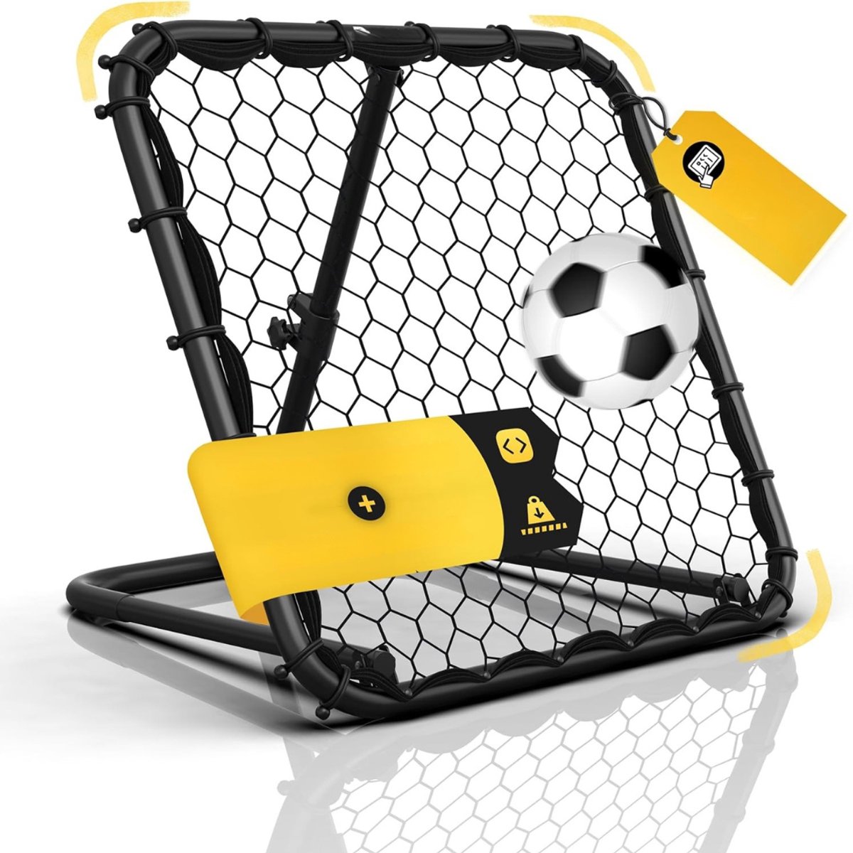 MIRA® Rebounder voetbal - Rebounder – Stuitbaltrainer – Verstelbaar – Zwart - 10cm x 10cm x 5cm
