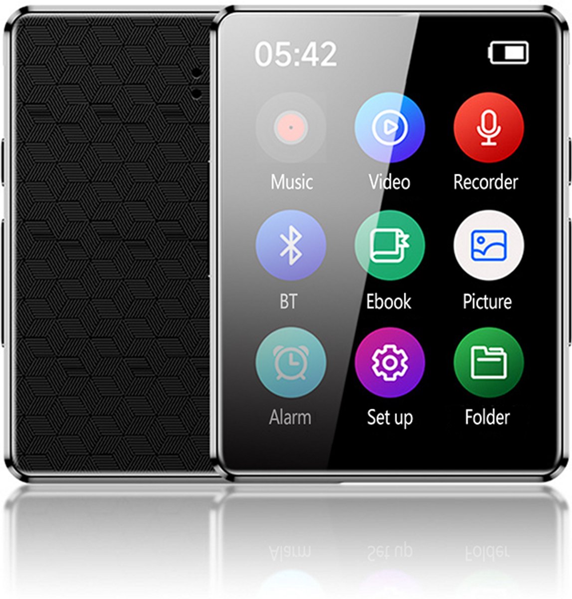NAXSIR MP3-20 MP3/MP4-speler, videospeler, e-bookreader, 2,0-inch kleurenscherm, Bluetooth 5.0, zwart