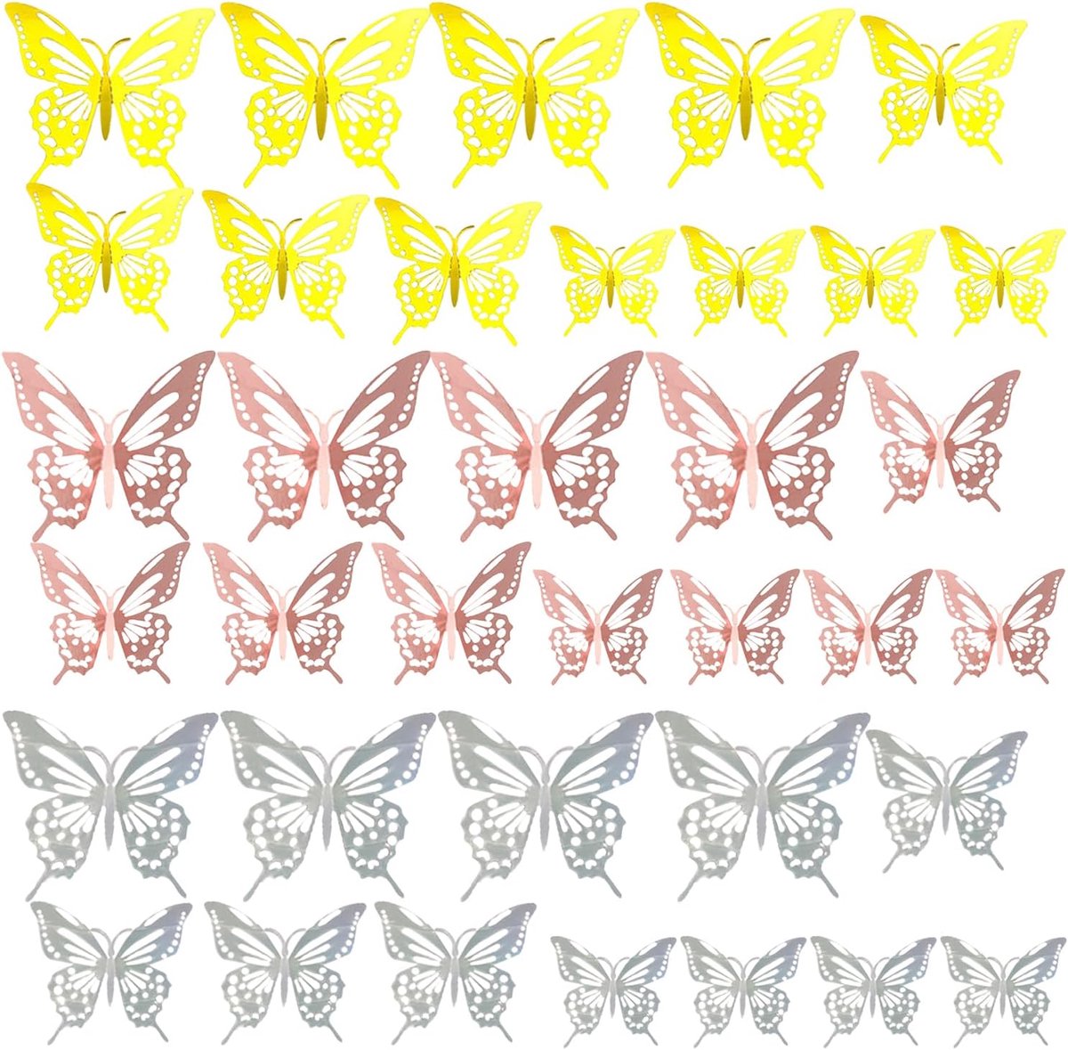 Famanu – 3D Vlinders - Decoratie - 36 Stuks - Wanddecoratie - Muursticker - Slaapkamer - Party - Bloemendecoratie