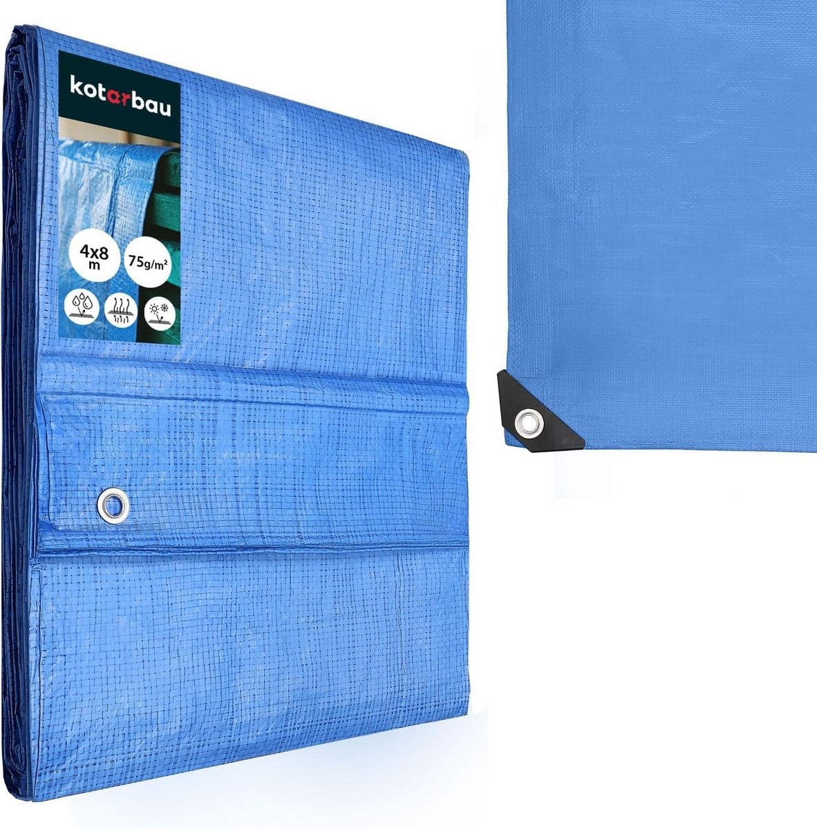 Waterdicht Afdekzeil Blauw 4x8m - UV-bestendig en Sterk Beschermzeil