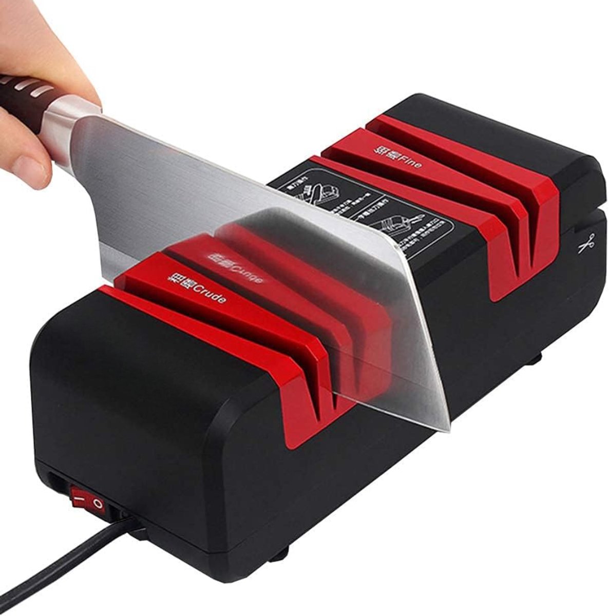 Core® Elektrische messenslijper - Messenslijper - Messenslijpers - Messenslijper elektrisch - Zwart - 22cm x 9cm x 8cm