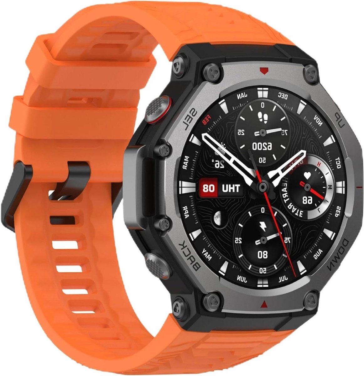Allecto - Horlogeband Vervanging - Siliconen - Band Compatibel - Amazfit T-Rex 3 - Zacht - Slijtvast - Ademend - Oranje.