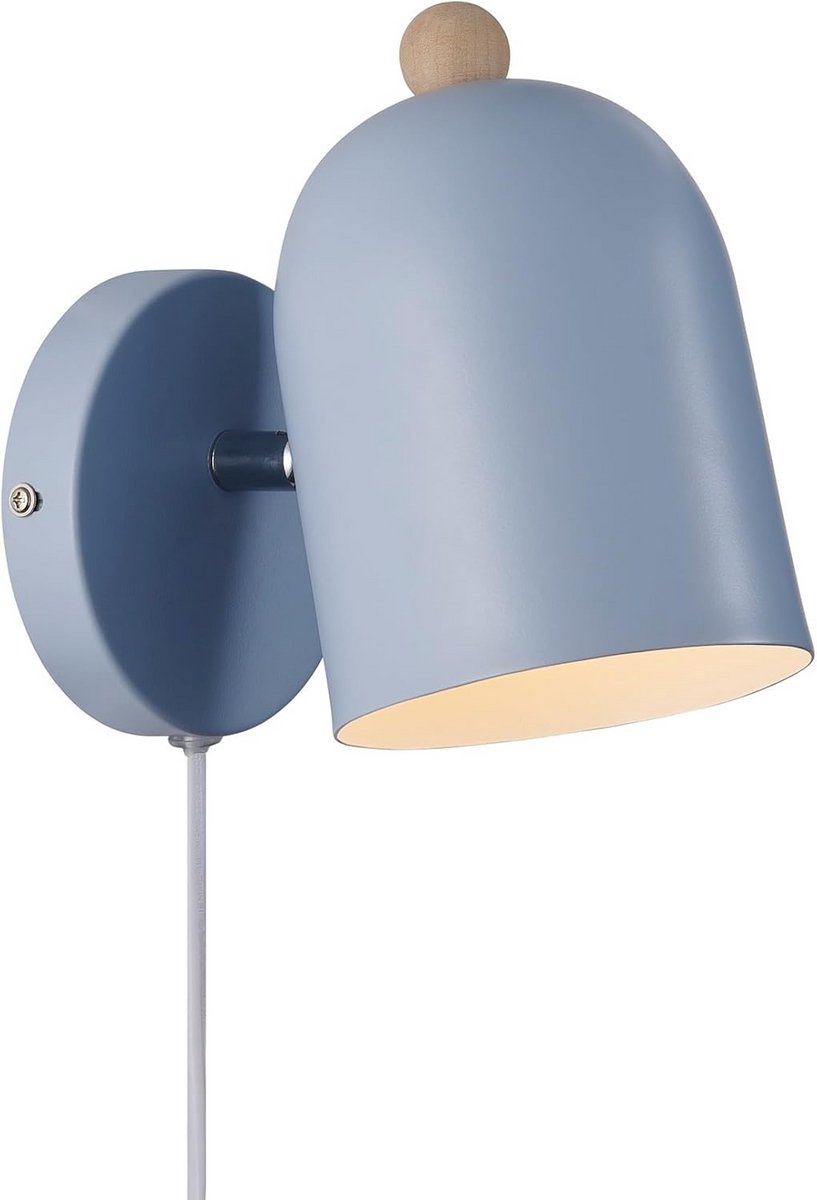 Stijlvolle Wandlamp met Verstelbare Kap en Houten Detail - Geschikt voor Kinderkamer