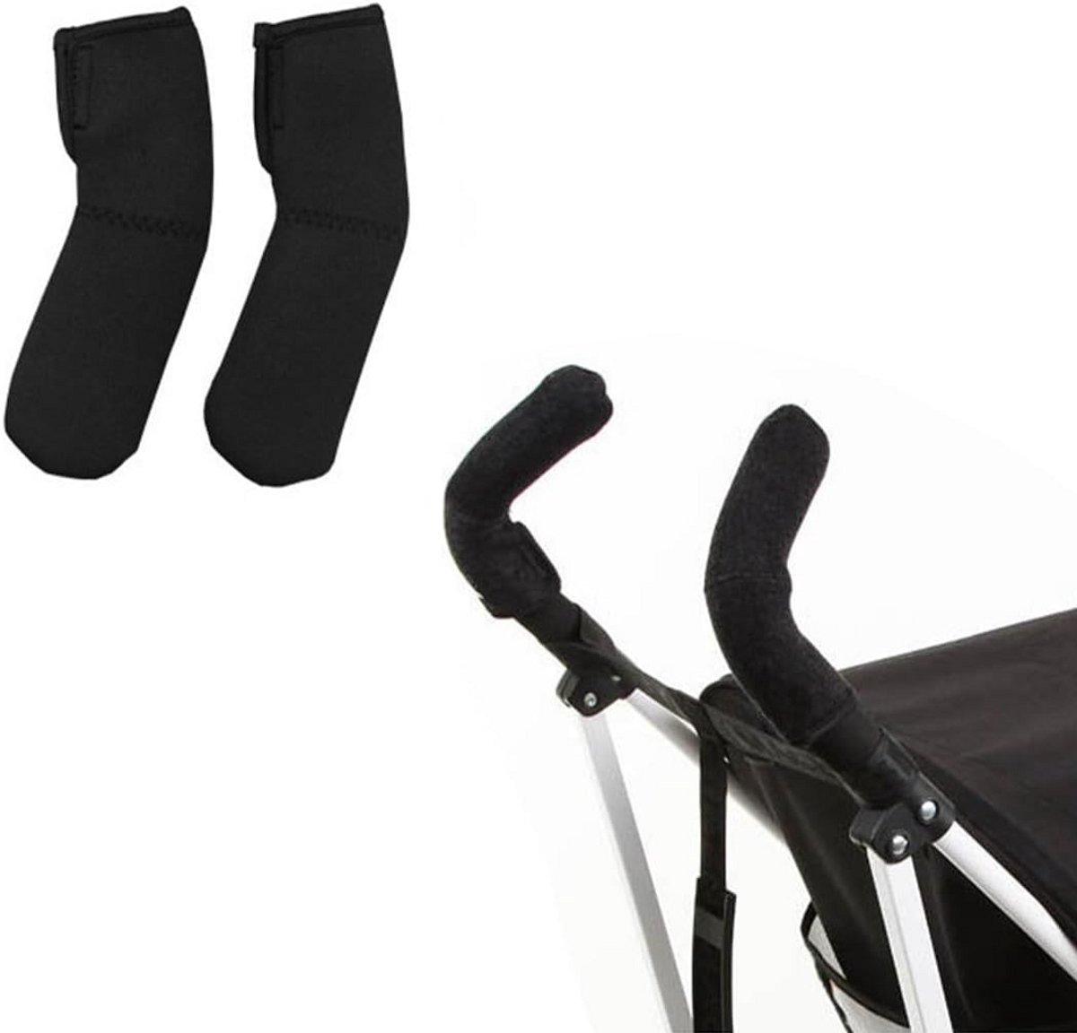 Universele Duwbeugelhoezen voor Kinderwagen, Zwart Kunstleer