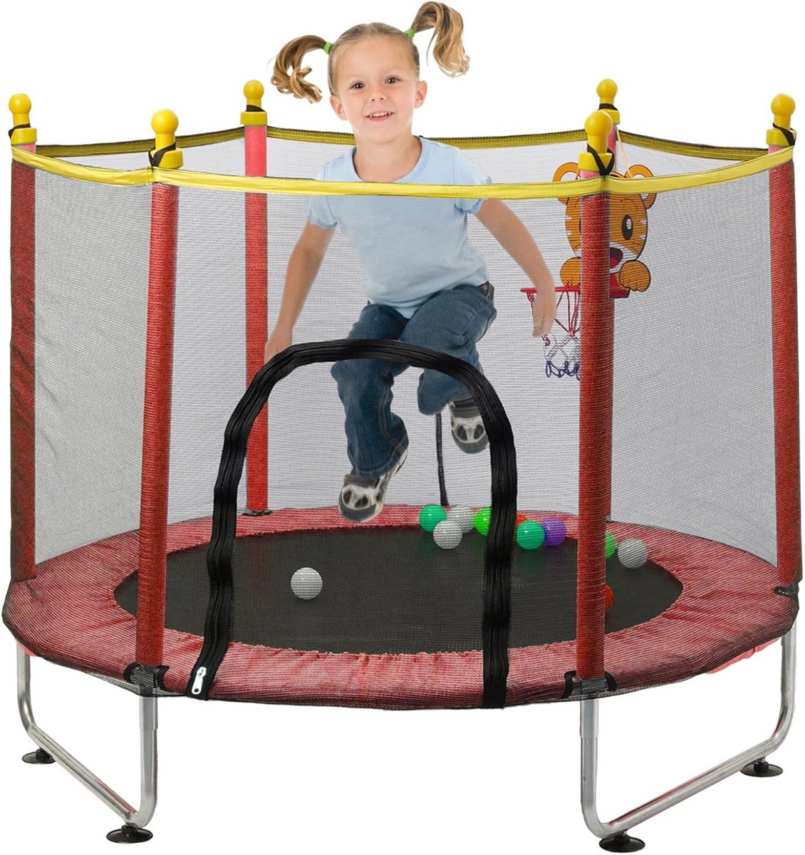 Kindertrampoline 140 cm met Veiligheidsnet en Basketbalring