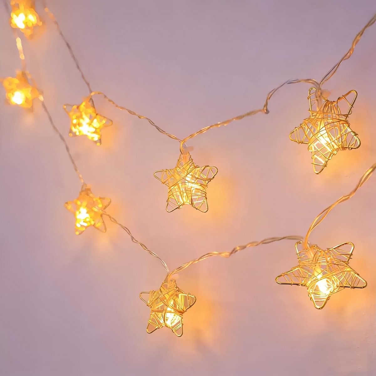 Sfeervolle Sterren Slingerverlichting Decoratie 1.5 Meter Warme Witte LED op Transparante Kabel Binnen — cadeau in Wonen & Interieur - foto 6