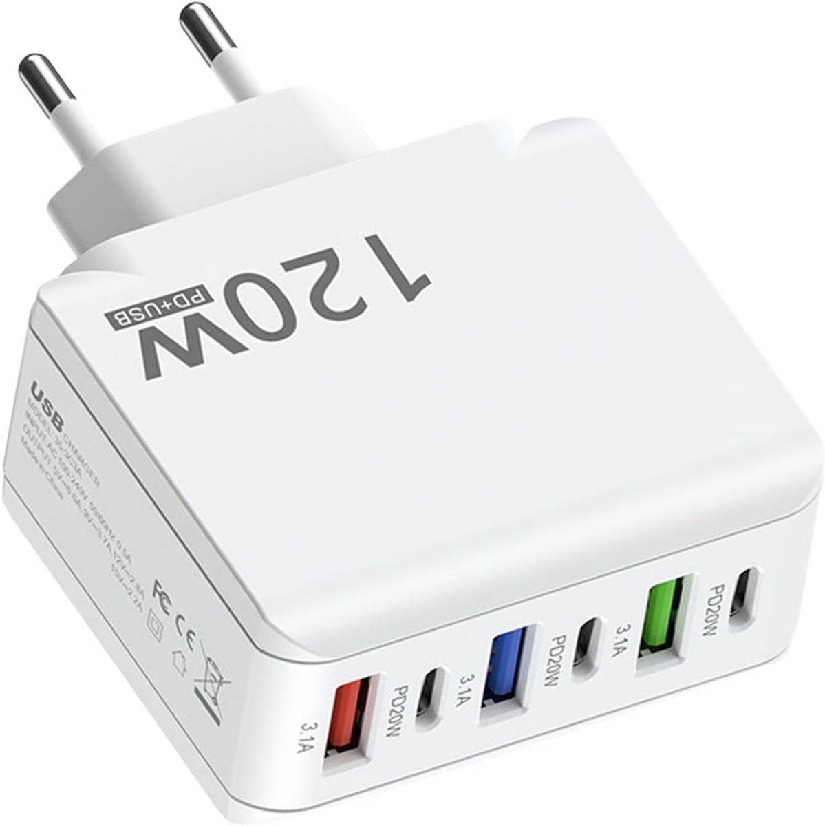 Krachtige 120W USB C en USB A Multiport Oplaadstation voor Laptops en Telefoons