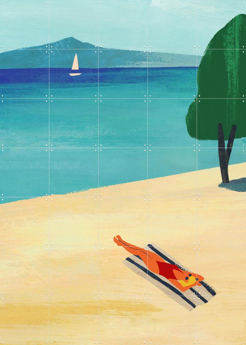 IXXI Summer at the Lake, Henry Rivers - 100 x 140 cm - Gratis ophangtool - Grote wanddecoratie en posters - Speels, Abstract, Kleurrijk, Illustraties