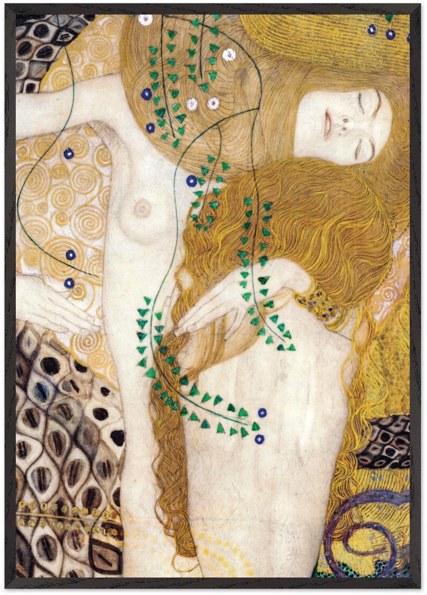 Gustav Klimt - Water snakes Poster met Lijst 70x100 cm - inclusief lijst
