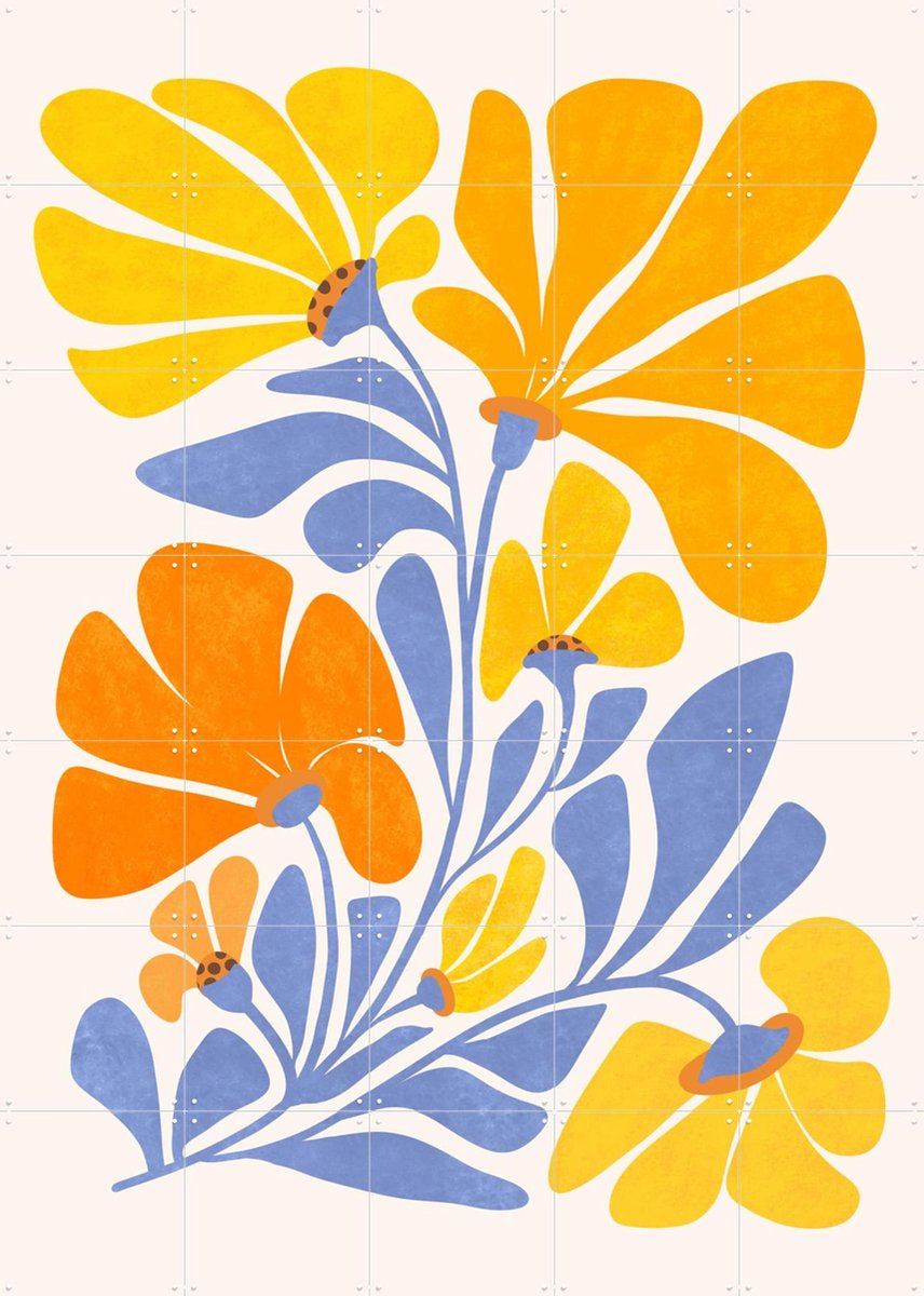 IXXI Joyful Sunflowers, Kristian Gallagher & Various - 100 x 140 cm - Gratis ophangtool - Grote wanddecoratie en posters - Grafisch Ontwerp