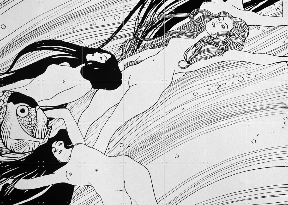 IXXI The Blood of Fish, Gustav Klimt & Bridgeman Images - 140 x 100 cm - Gratis ophangtool - Grote wanddecoratie en posters - Klassiek, Line art,