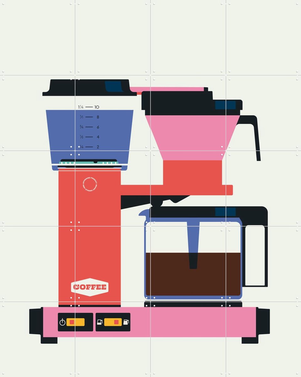 IXXI Pastel Coffee, Bo Lundberg - 80 x 100 cm - Gratis ophangtool - Grote wanddecoratie en posters - Vintage, Grafisch Ontwerp, Illustraties, Speels