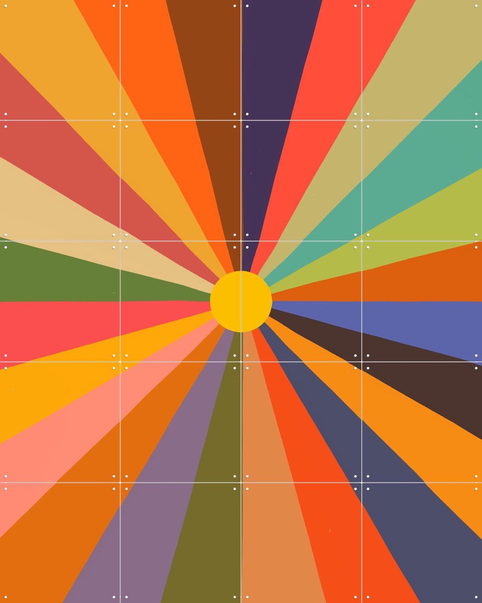 IXXI Sun, Florent Bodart - 80 x 100 cm - Gratis ophangtool - Grote wanddecoratie en posters - Kleurrijk, Kinderkamer, Kinderen
