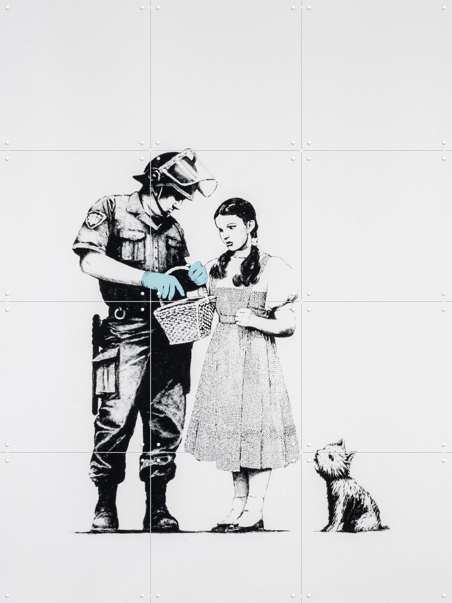 IXXI Stop and Search, Banksy - 60 x 80 cm - Gratis ophangtool - Grote wanddecoratie en posters - Illustraties, Pop art, Mancave