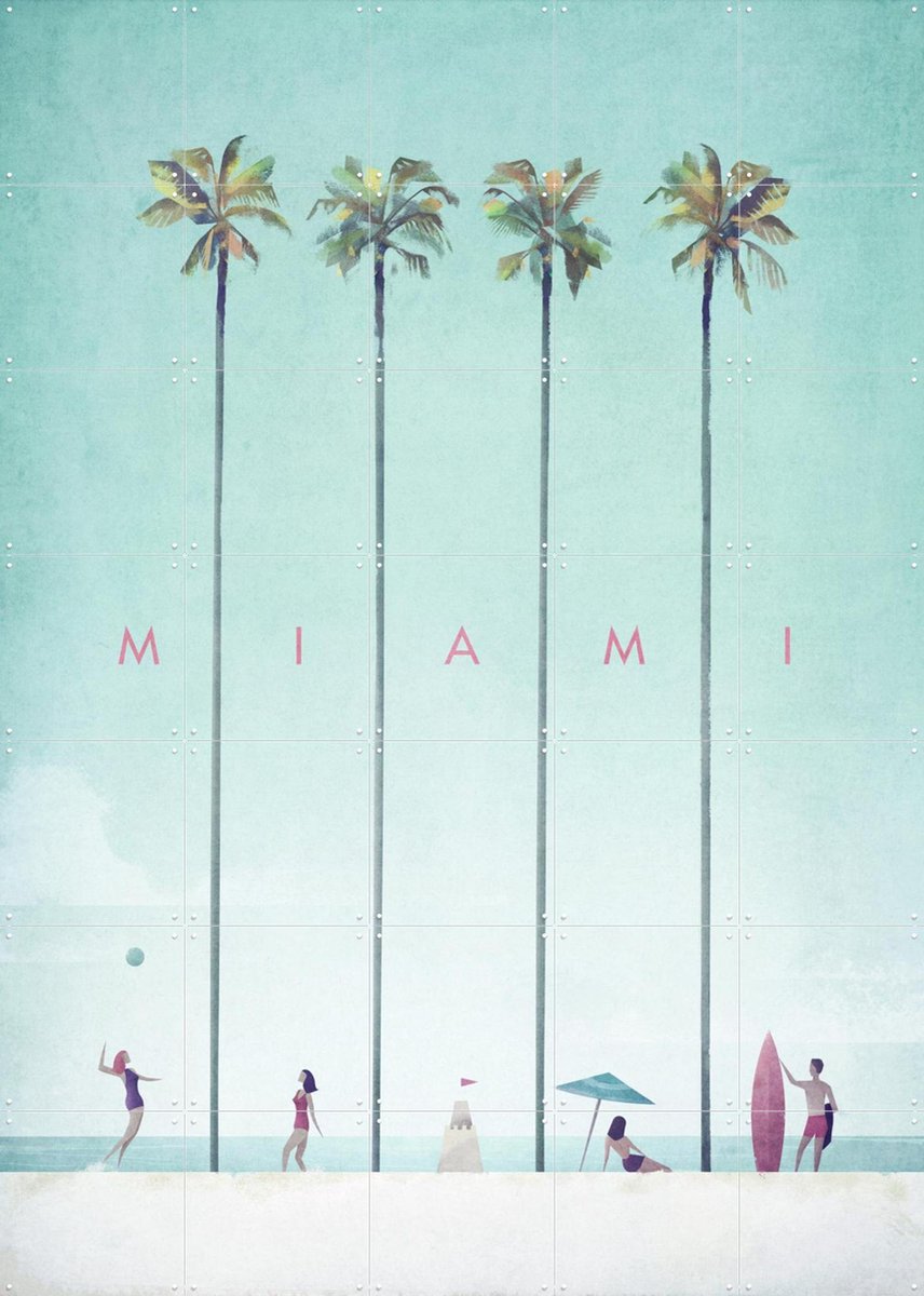 IXXI Miami, Henry Rivers - 100 x 140 cm - Gratis ophangtool - Grote wanddecoratie en posters - Typografie, Vintage, Illustraties, Minimalisme