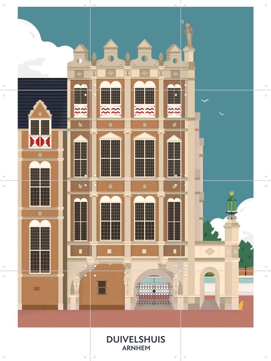 IXXI Duivelshuis, Studio Kars + Boom & Design Podium Nijmegen - 60 x 80 cm - Gratis ophangtool - Grote wanddecoratie en posters - Illustraties
